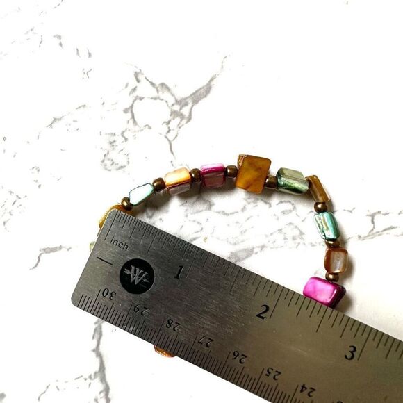 Colorful stretchy abalone bracelet - Picture 7 of 7
